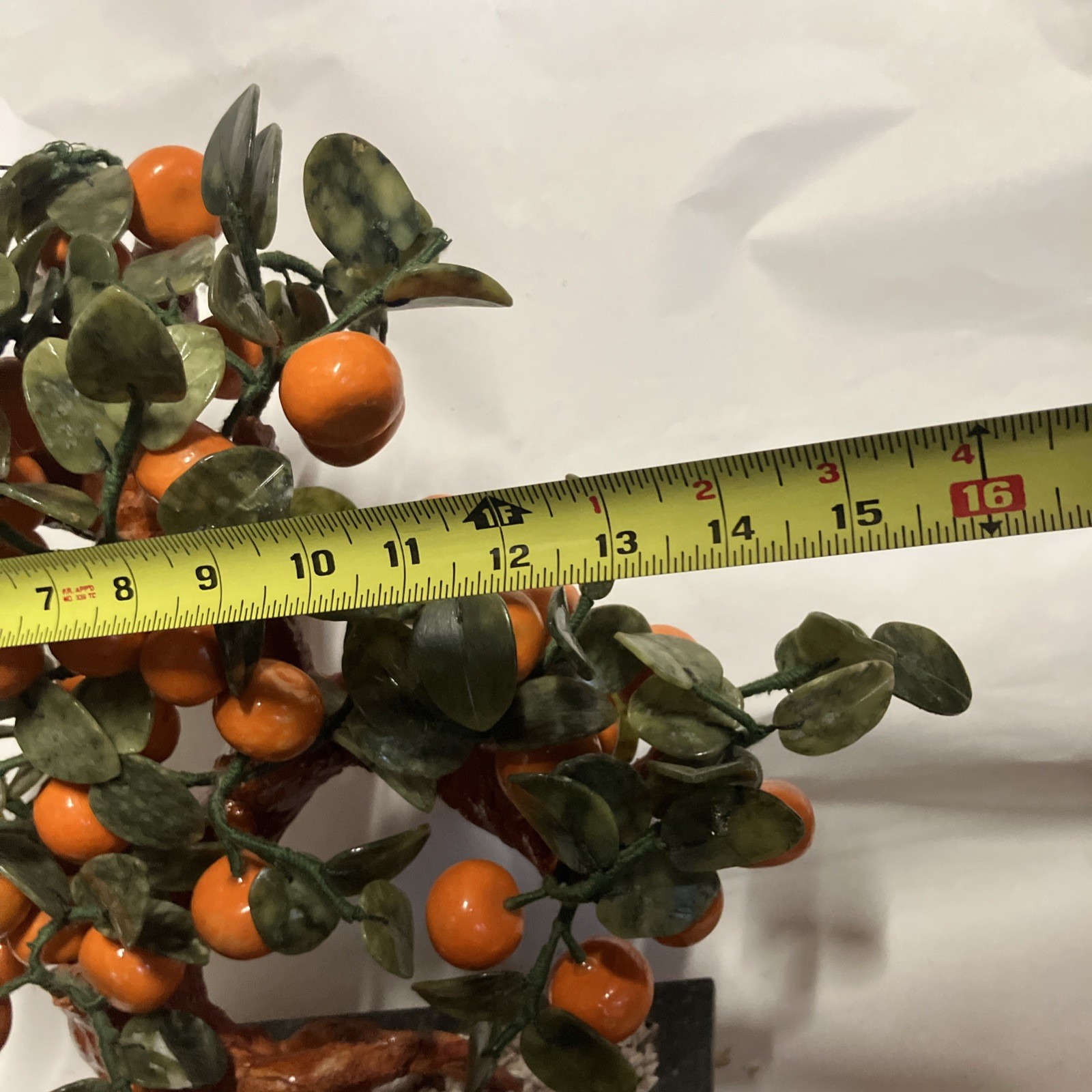 Large Mandarin Orange Jadeite Leaves Bonsai Tree Feng Shui Marble large Stone