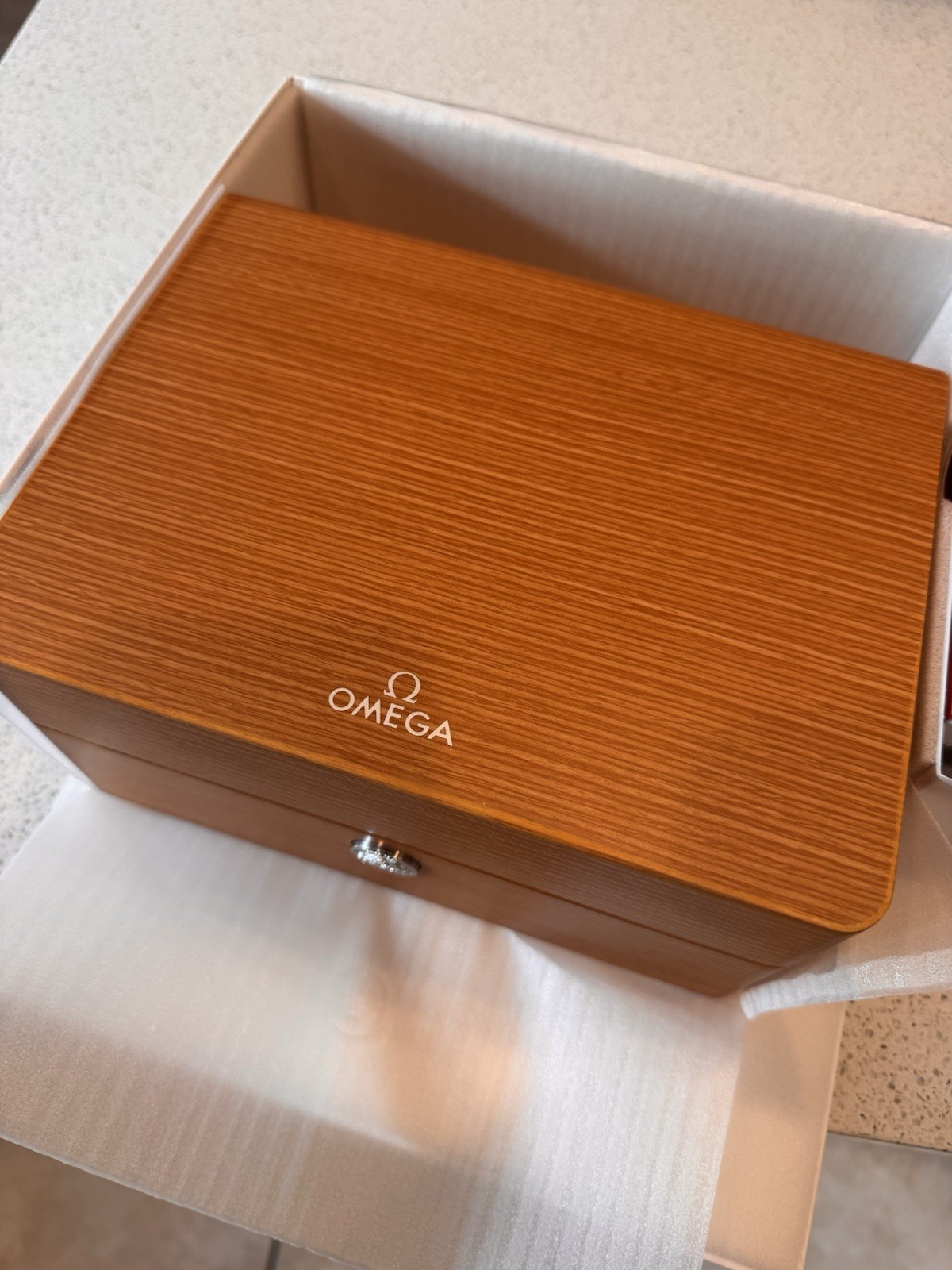 Omega Wooden Lux Watch Box Replacement Manual And Red Travel Case Fast Ship