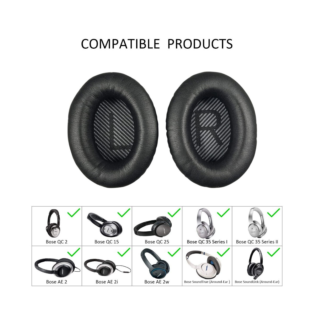 Replacement Cushions Ear Pads for Bose QuietComfort QC15 QC25 QC35 AE2 AE2i AE2w
