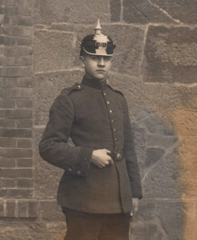 WWI German Soldier With Picklehaube Helmet Real Photo Postcard