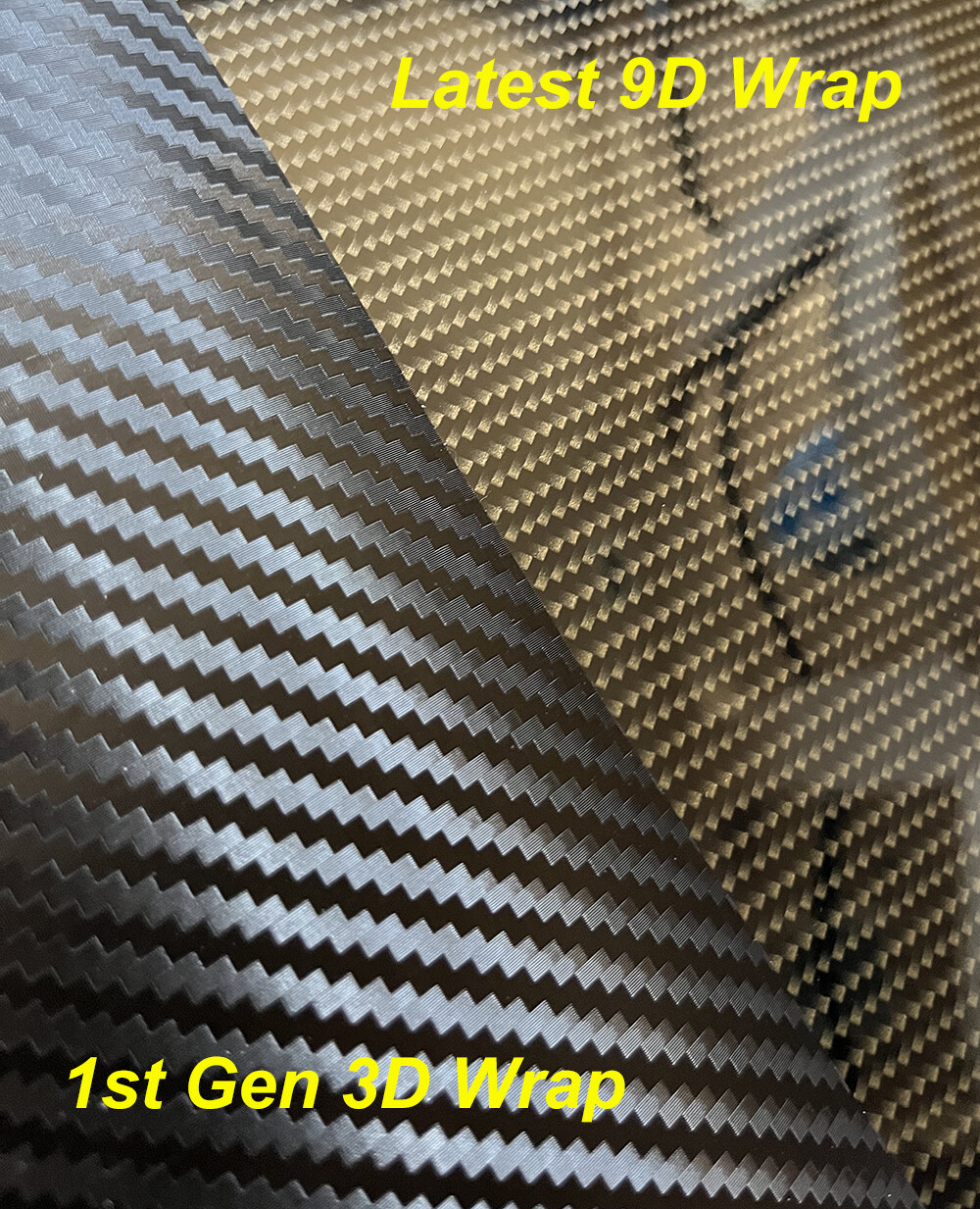 Ultra Gloss 9D PET Liner Black Carbon Fiber Vinyl Wrap Air Release Bubble Free