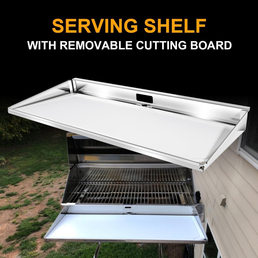A10-902 Serving Shelf with Removable Cutting Board, BBQ Accessory Grill Serving