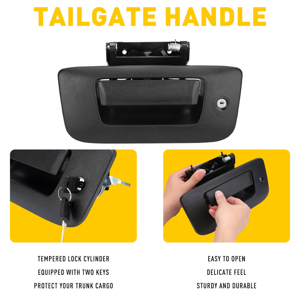 Tailgate Handle Latch w/Lock & Bezel For 2007-2014 Chevy Silverado GMC Sierra