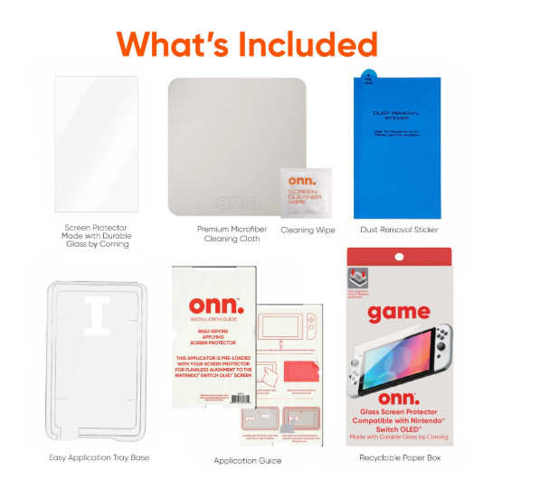 Onn. Corning Glass Screen Protector for Nintendo Switch OLED