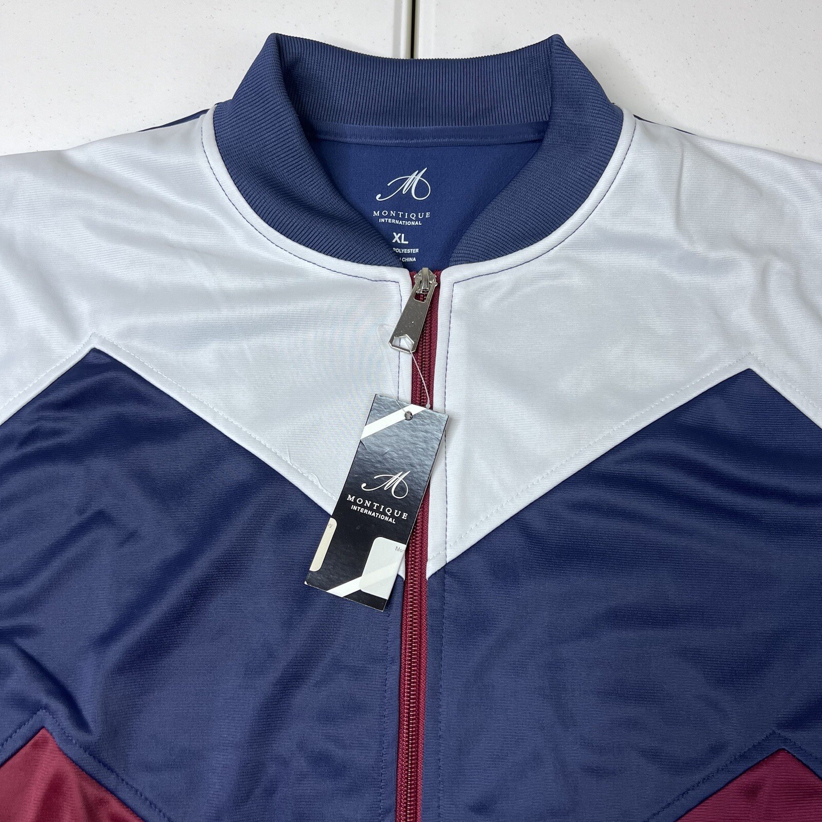Montique International Track Jacket Maroon Blue White Men’s Size XL