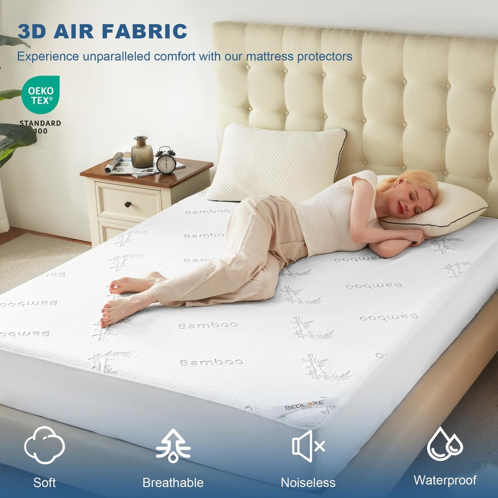 BEDLORE Full Size Waterproof Mattress Protector Viscose Derived from Bamboo, Sof
