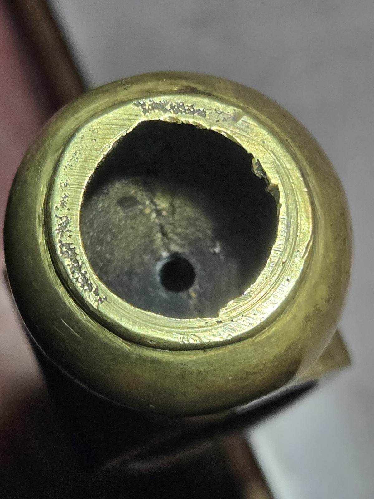 VINTAGE RARE AMERICAN INDIAN BRASS TRADE AXE STEEL INSERT SMOKING PIPE TOMAHAWK