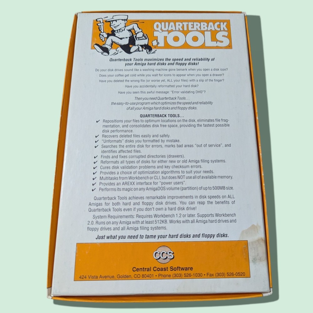 Quarterback Tools - CCS Software & Manual for the Amiga 1990's. Orange Box