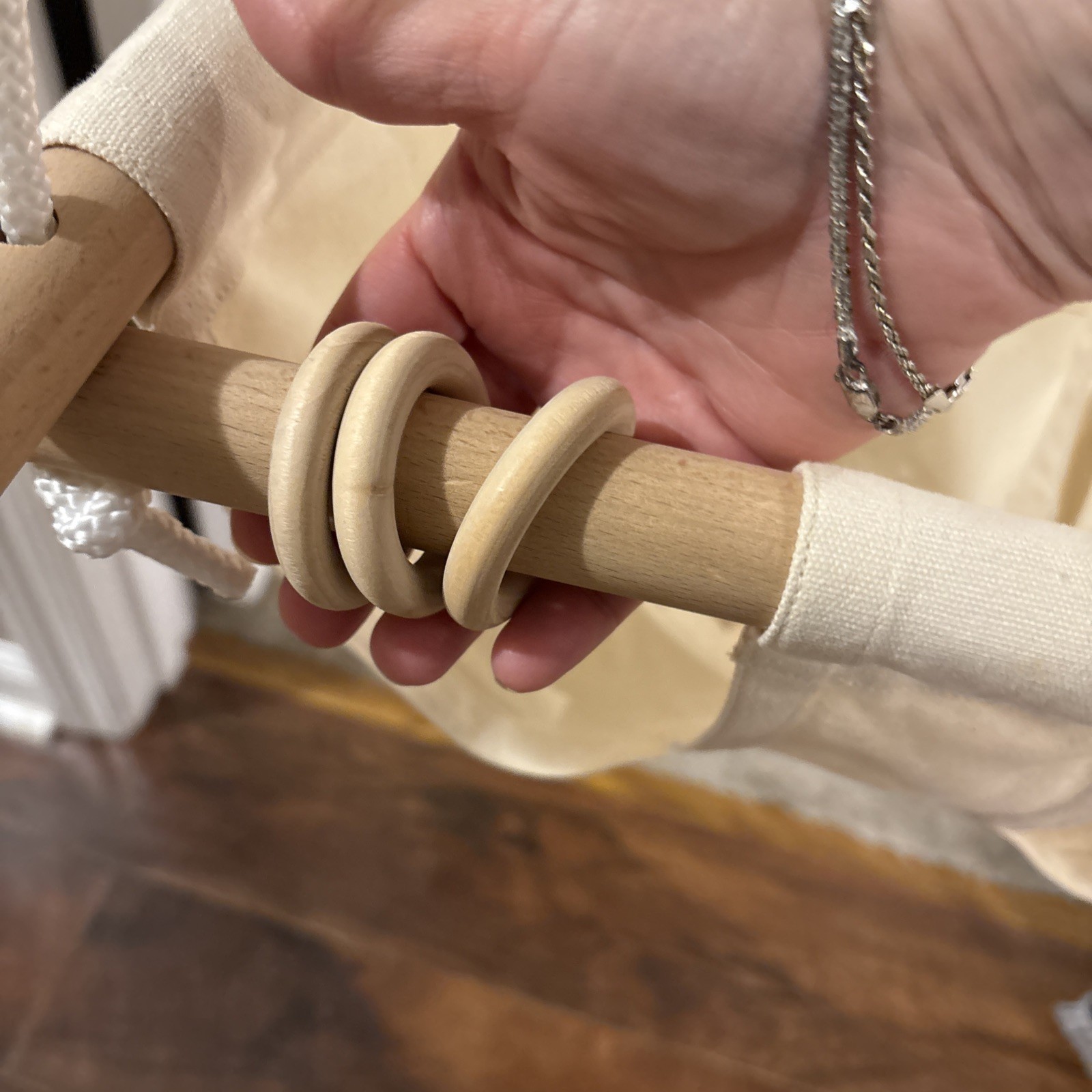 BBkids Baby Canvas Hammock Hanging Wooden Swing for Toddlers 6 Mo 3 Yrs