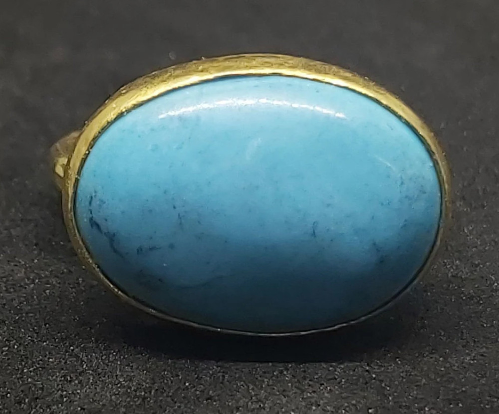 Turquoise Ring Gemstone Ring Brass Ring Astrology Ring Gold Statement Ring Sale