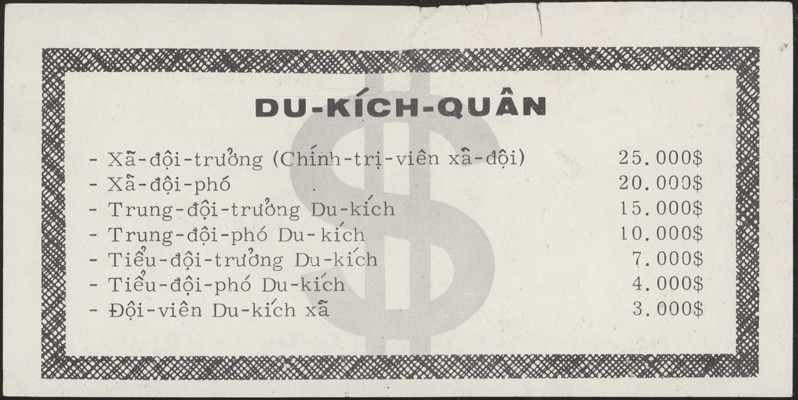 VIETNAM, 1969.. Propaganda Leafet, Bounty for Defecting