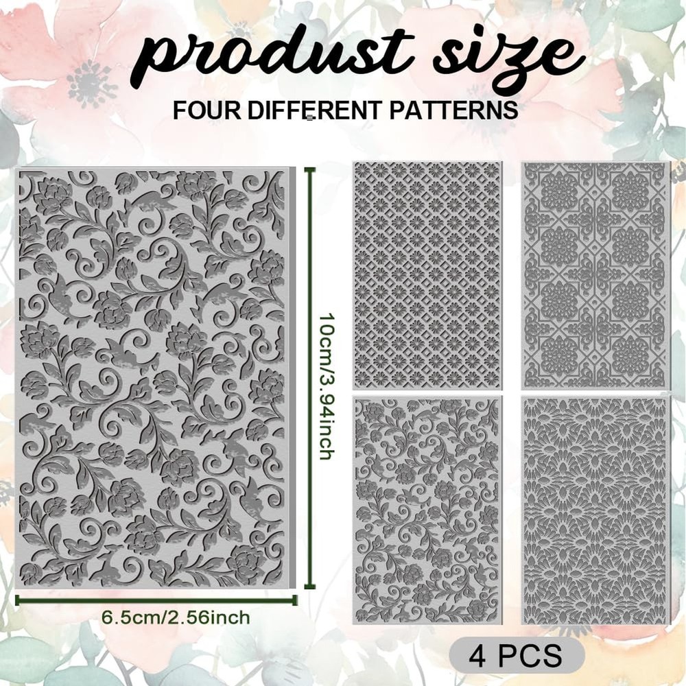 4PCS Polymer Clay Texture Sheets Set for Using with Clay Cutters, Vintage Cla...