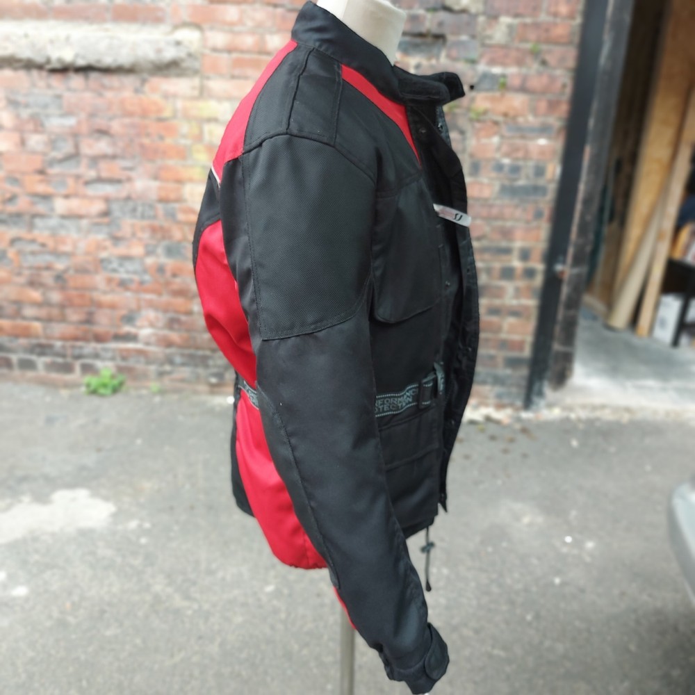 RS Performance Motorcycle Jacket Mens Size 42 black Red Textile Protection Lined