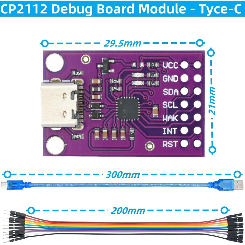 MTDELE CP2112 Debug Board Tyce-C USB to SMBus I2C Communication Module with...