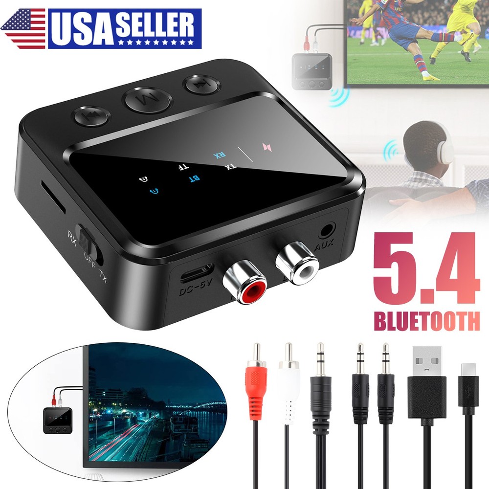 Bluetooth 5.4 Stereo Audio Receiver Transmitter AUX USB HD Music to RCA Adapter