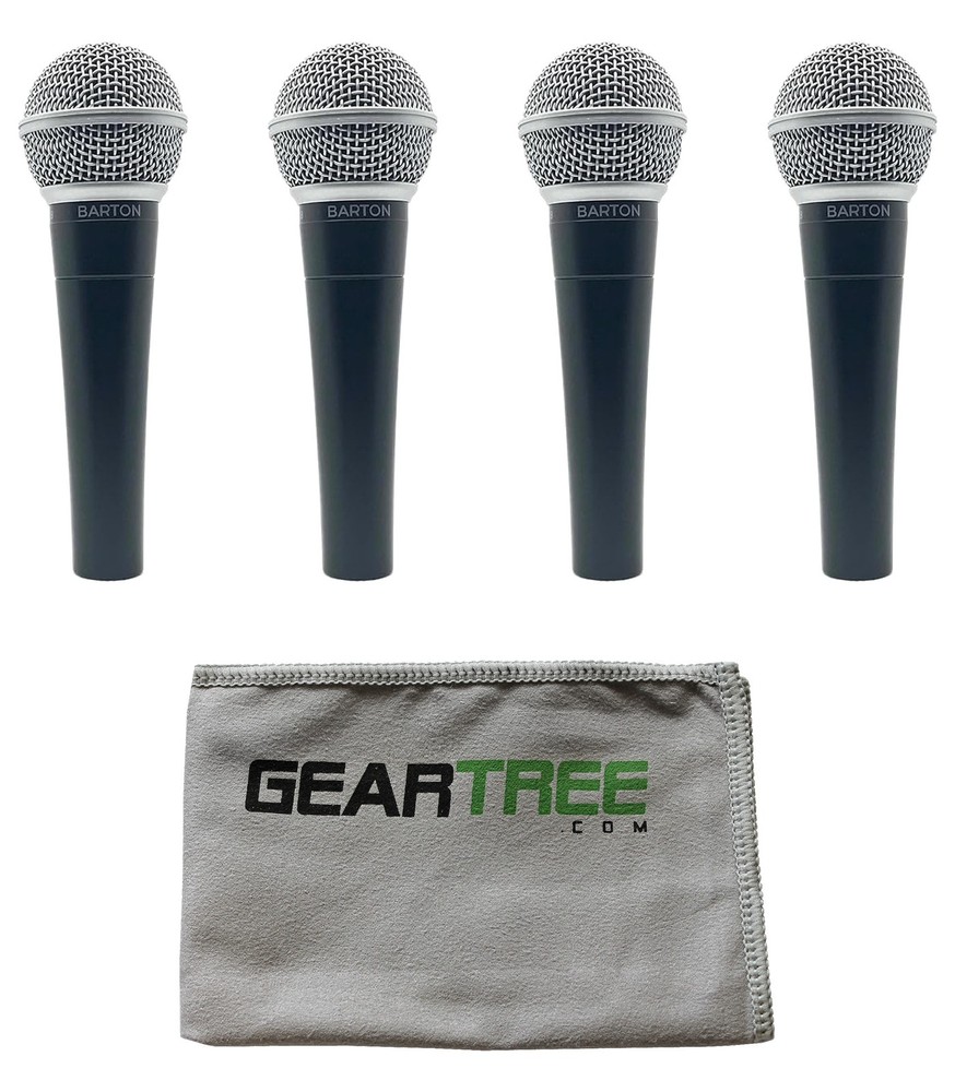 Barton B508 The Dynamo Dynamic Vocal Microphone, 4-Pack w/ Polish Cloth