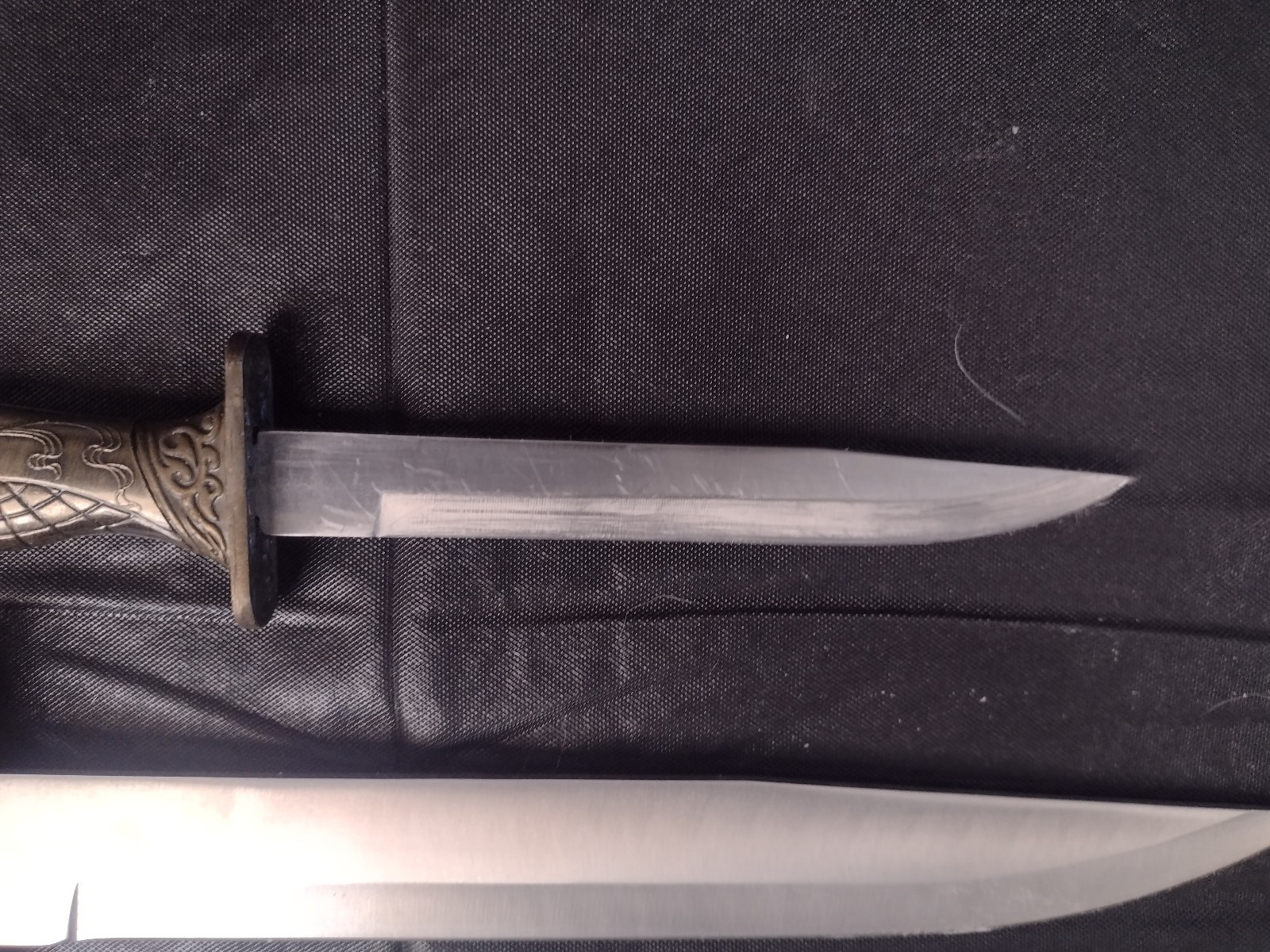 2 Decorative Ornate Brass Handled Dagger Knives with Brass PiggyBack Sheath