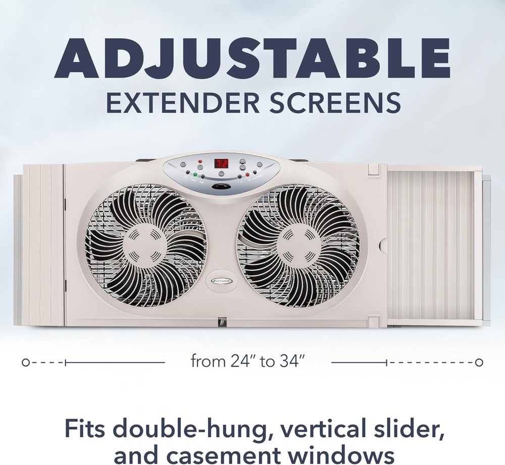 Window Fan with Reversible Airflow Blades – 3-Speed Settings, Programmable