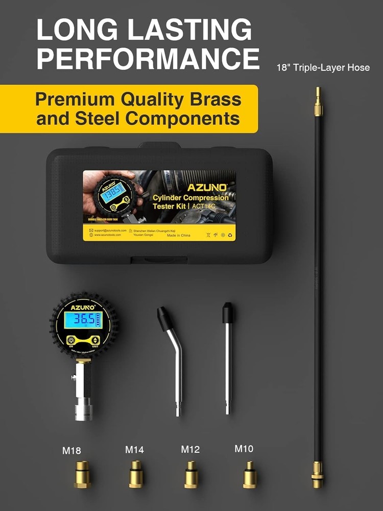 Automotive Compression Gauge with 0.1 Resolution and Bleeder Valve Functionality