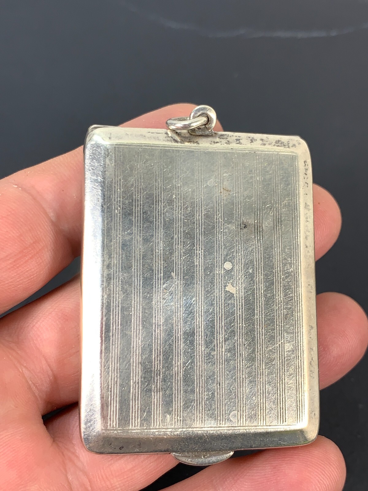 silver engine turned rectangular note/cigarette case, Birmingham 1925