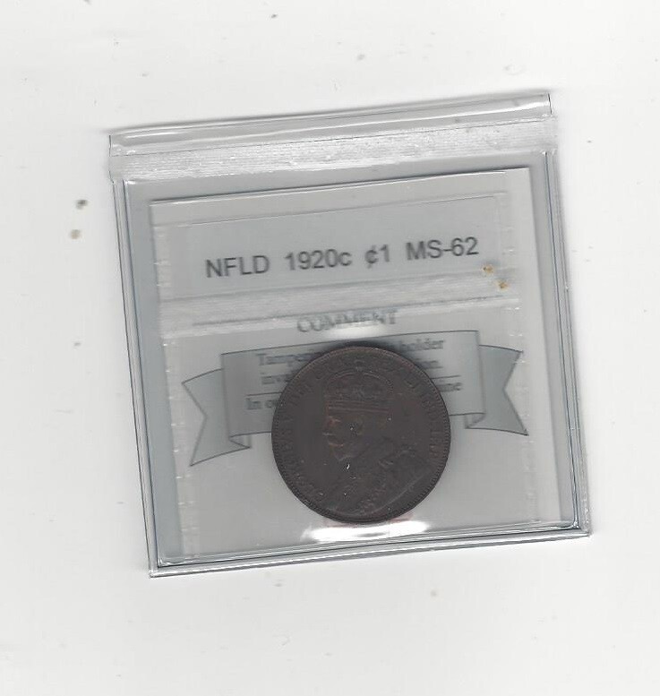 1920c, Coin Mart Graded Newfoundland Large Cent, **MS-62**