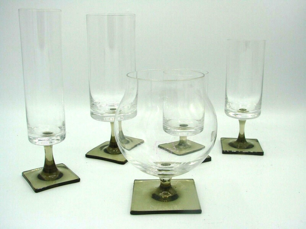 Linear Smoke Stemware by ROSENTHAL Wine Champagne Water Brandy Square Base