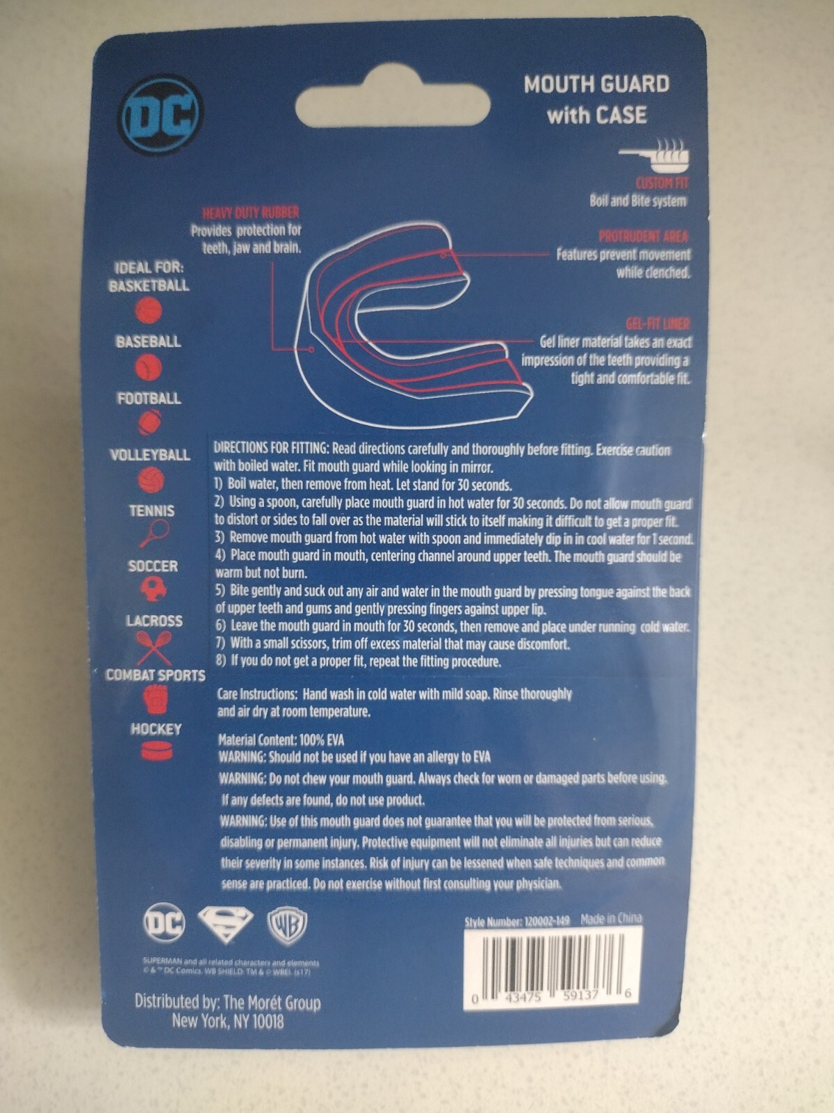 (2) DC Comics Licensed Superman Athletic Sports Mouth Mouth Guard With Case