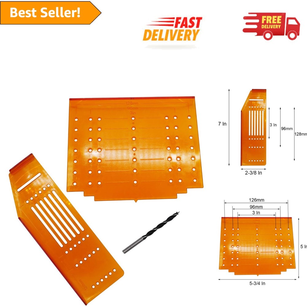 Pack of 3 Precision Drill Templates for Cabinet Knobs & Drawers - Orange