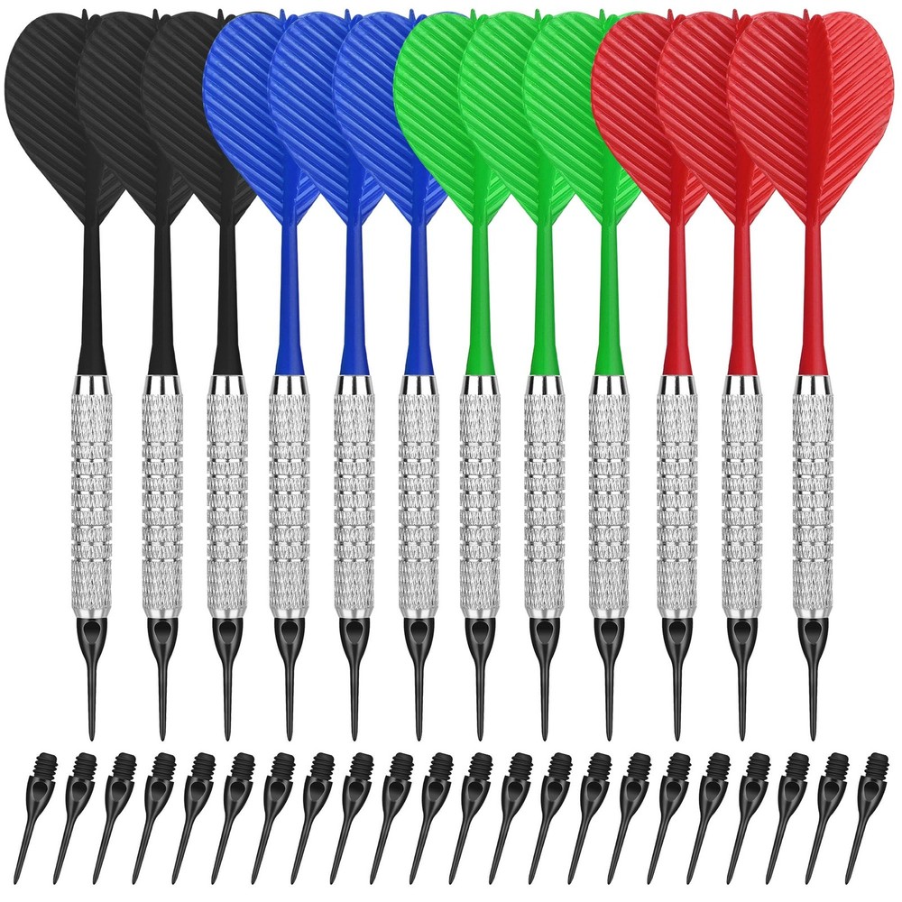 Plastic Tip Darts,12pcs Soft Darts Set with 100 Plastic Tips for Electronic D...