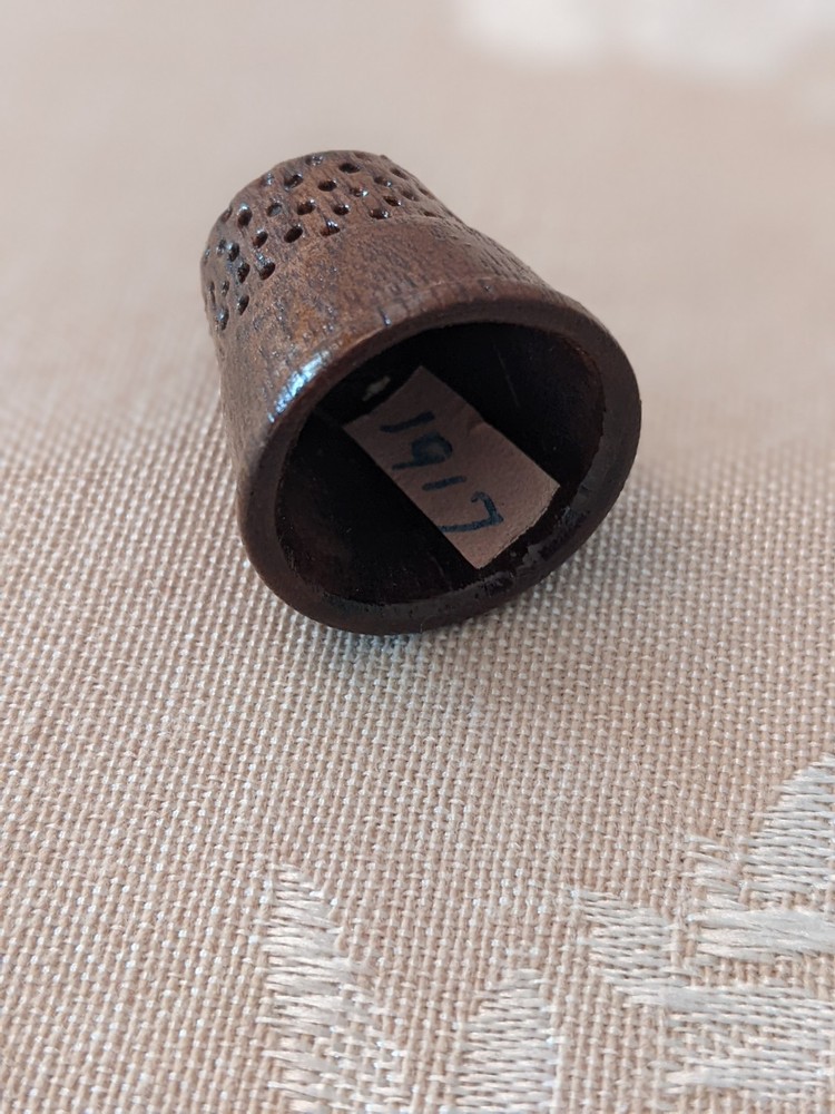 Antique Wooden Thimble, Initials MW