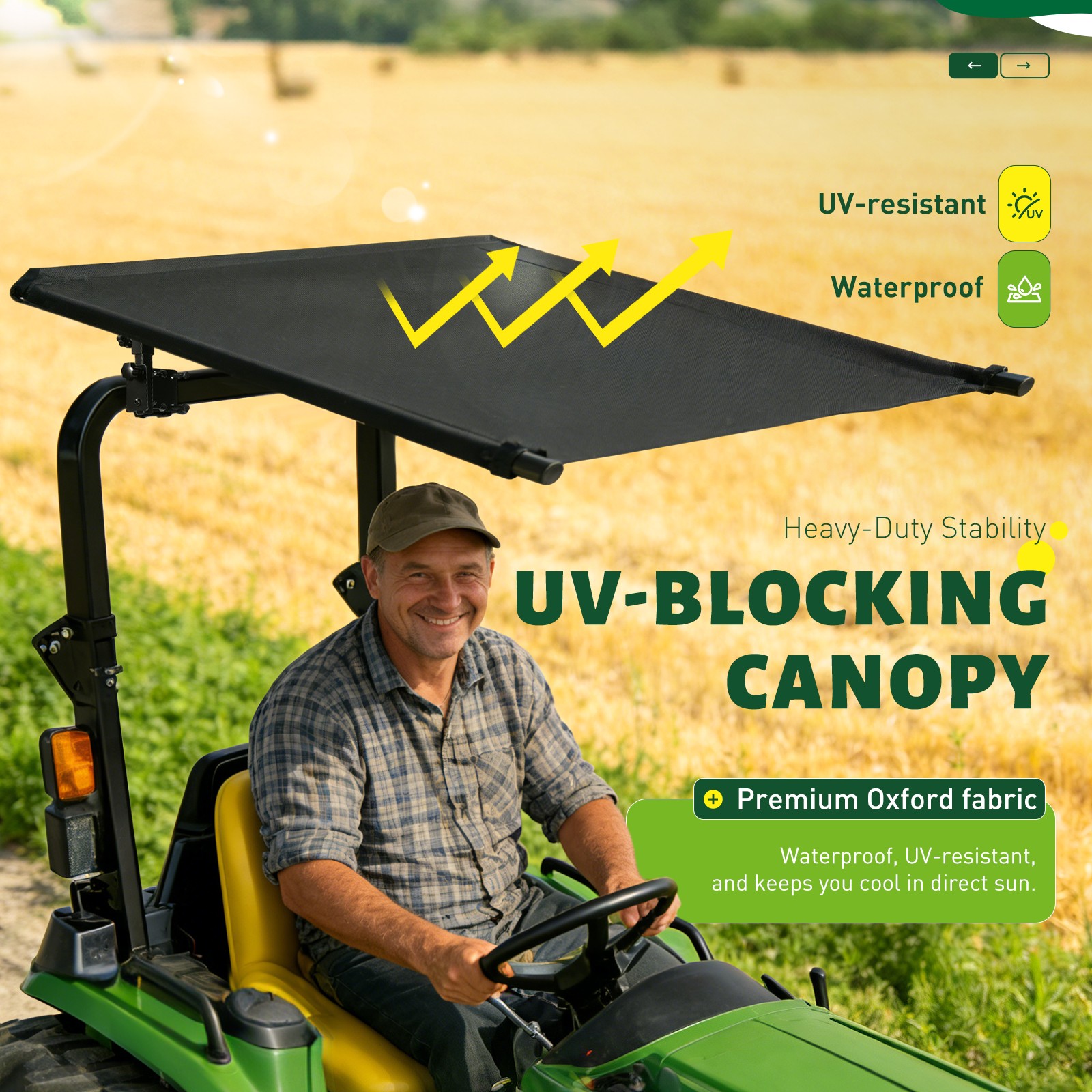 John Deere Kubota ROPS Tractor Canopy Top UV Cover, New