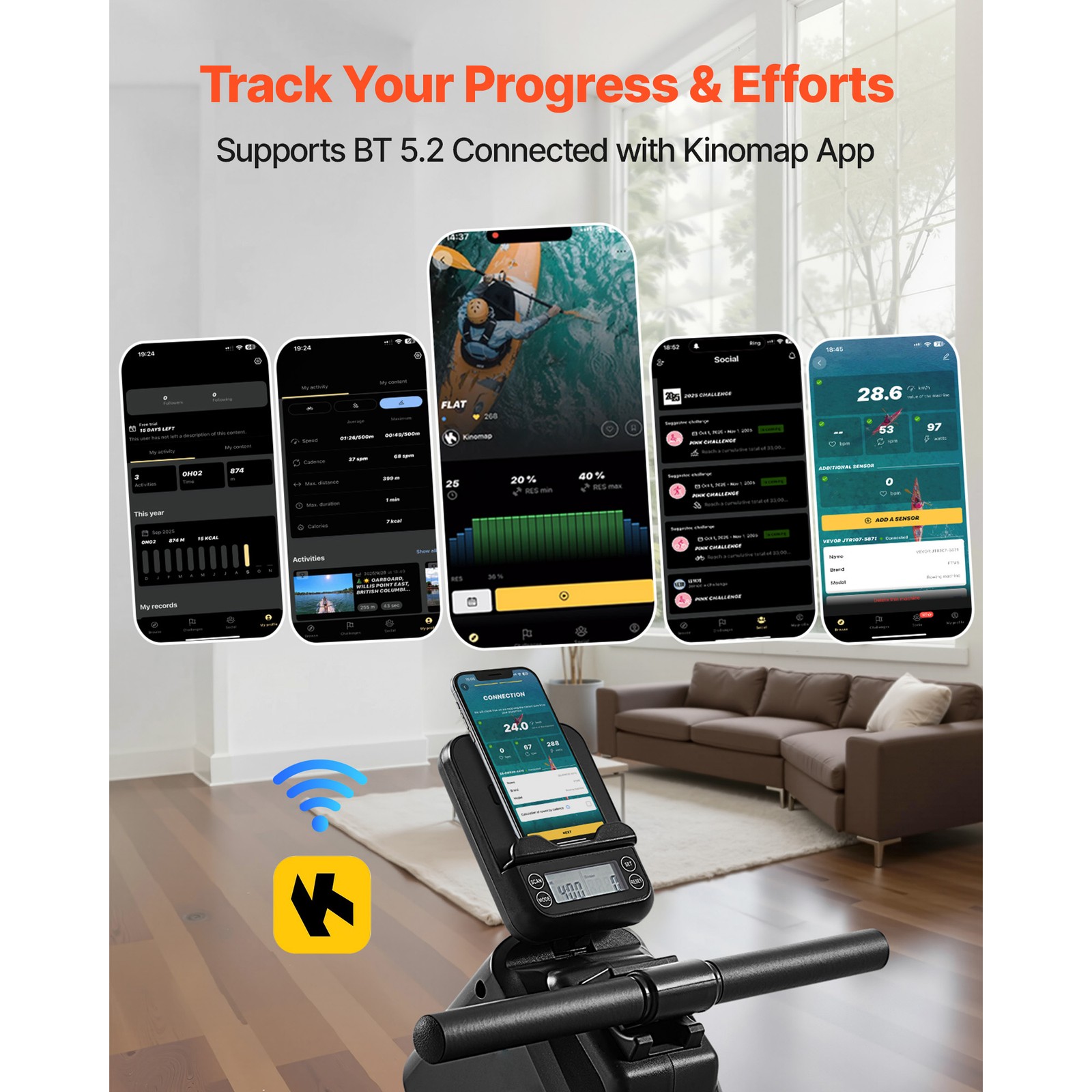 Uimoso Quiet Magnetic Rowing Machine with 16 Resistance Levels, 350LB Capacity