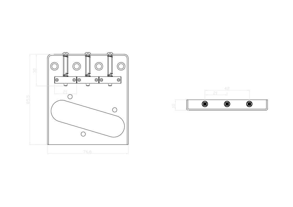 KD By AxLabs Tele Style 3-Saddle Bridge - Antique Silver