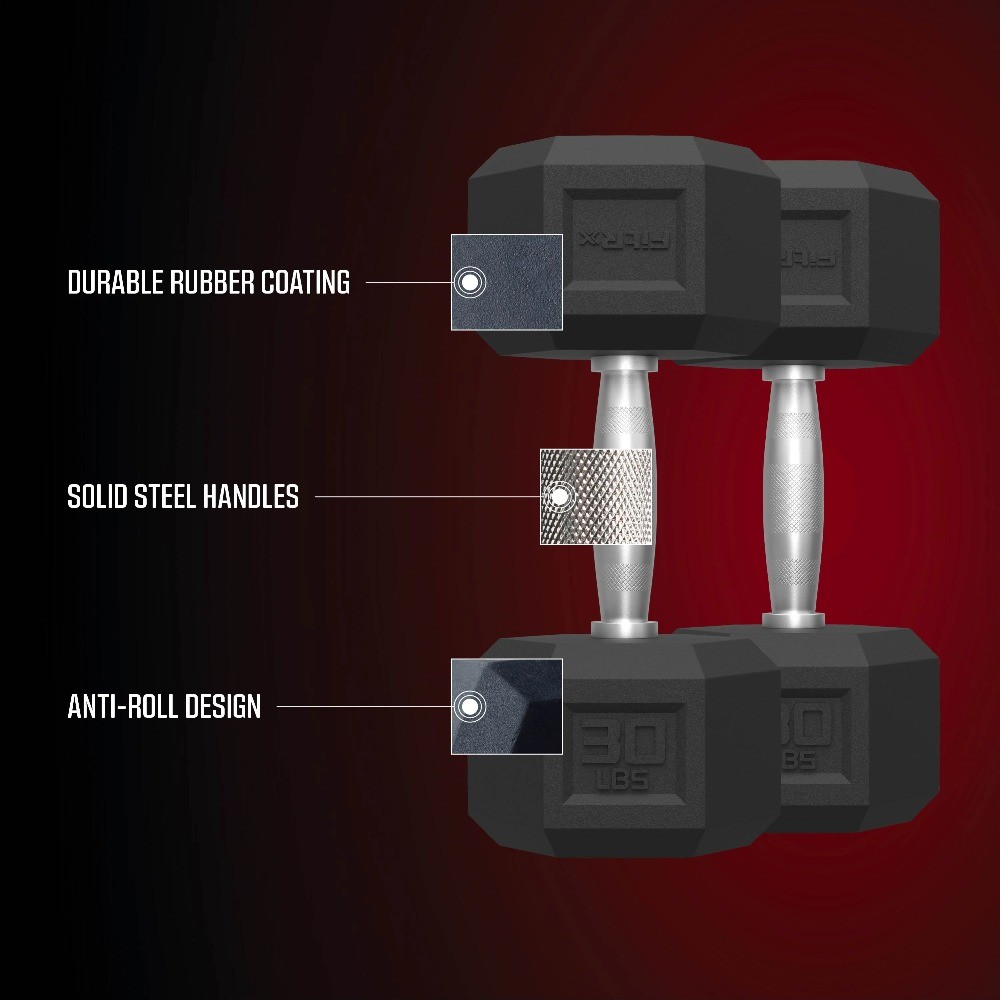 30lbs Dumbbell – Solid Steel Handle, Durable Rubber Coating