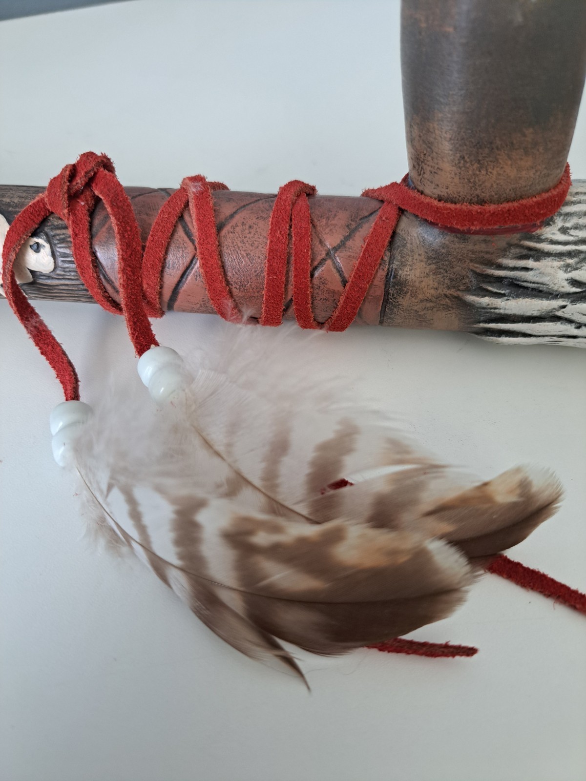 Native American Style Ceramic Decorative Eagle's Head Peace Pipe 22.5"