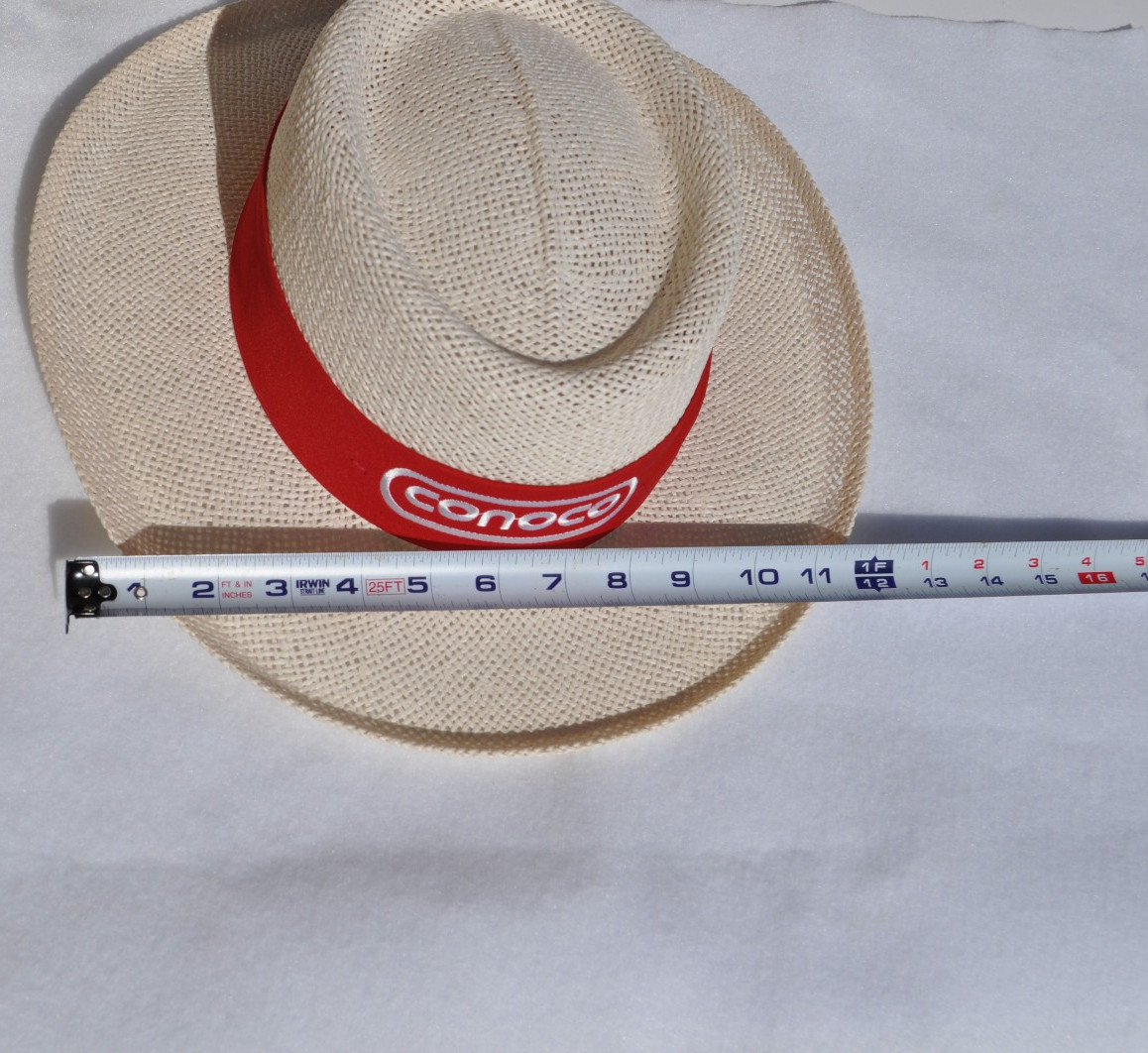 Vintage New, Unused Conoco Straw Hat W/ Headband Gas Service Classic Memorabilia