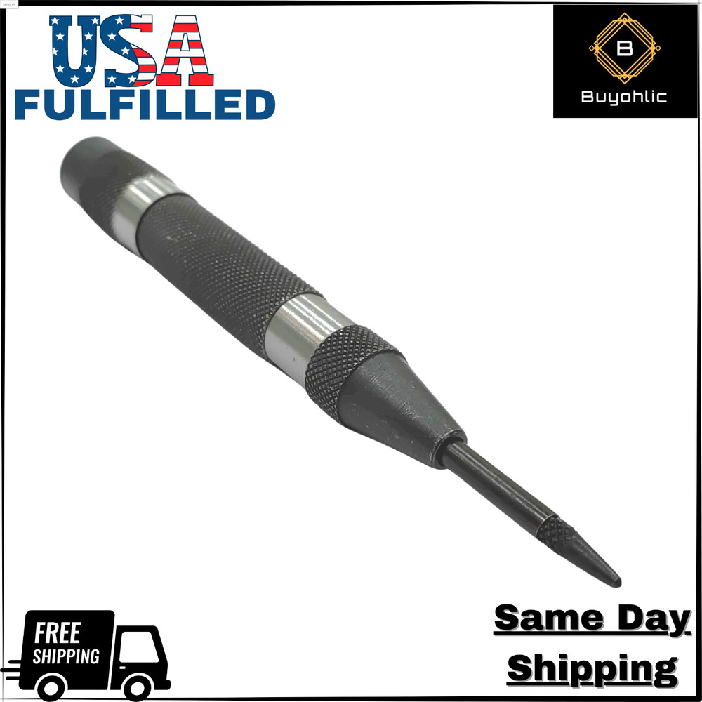 Automatic Center Punch Replaceable Hardened Steel Tip Medium Duty- USA FULFILLED