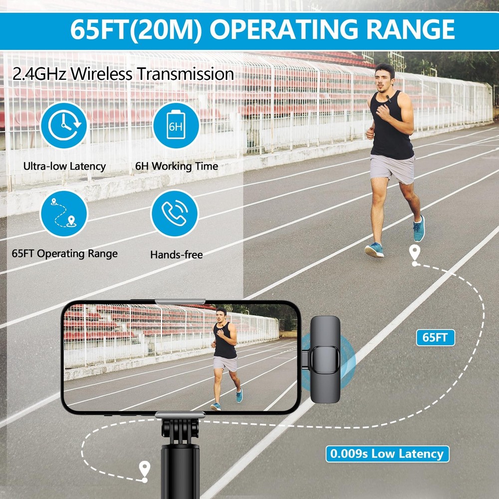 2 Pack Wireless Microphone USB C for iPhone 15-16 Android Phone Professional