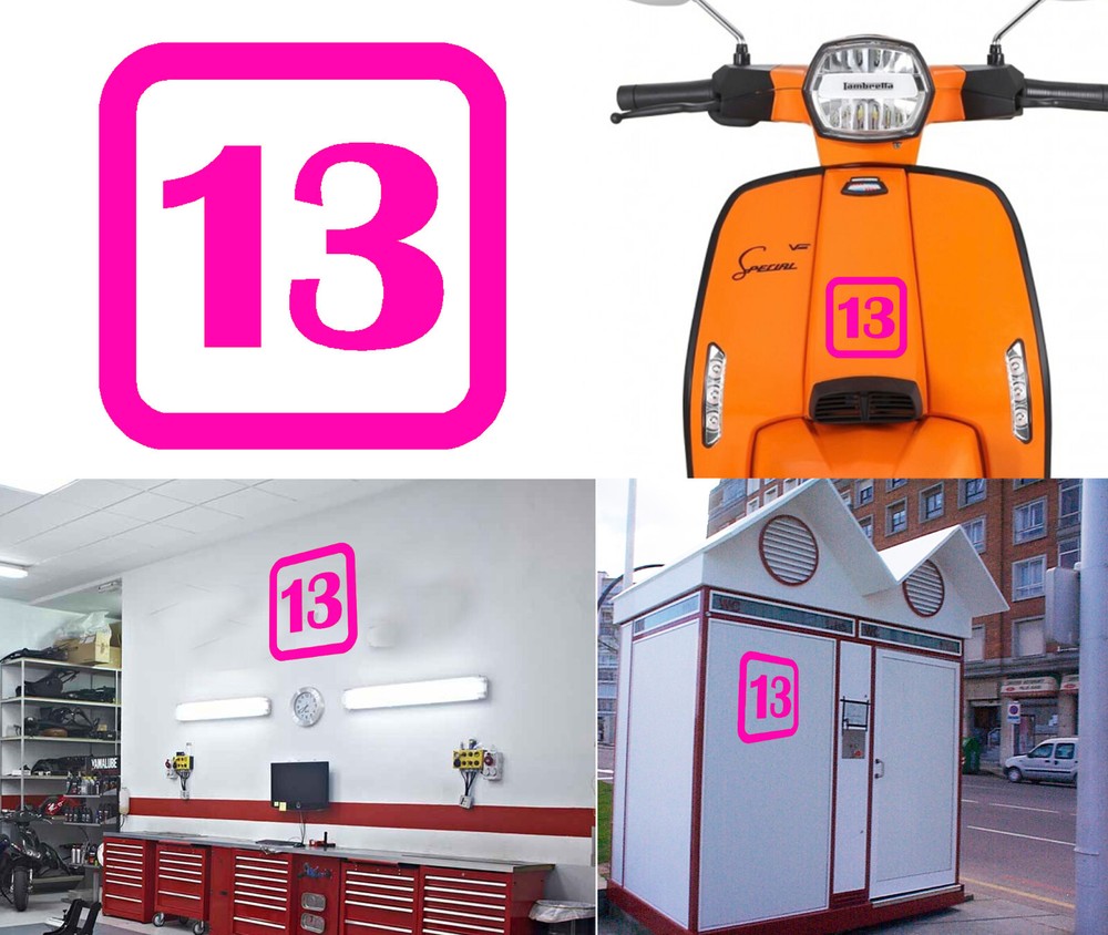Number 13, Sticker Vinyl Cut Version v1sq B