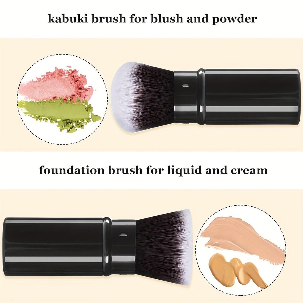 Pro Makeup Retractable Airbrush Kabuki Brush - Smooth Foundation Application for