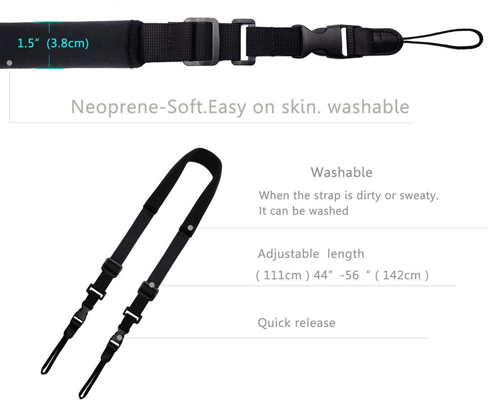 Camera Neck Strap with Quick Release Black for DSLR or Binocular Use New