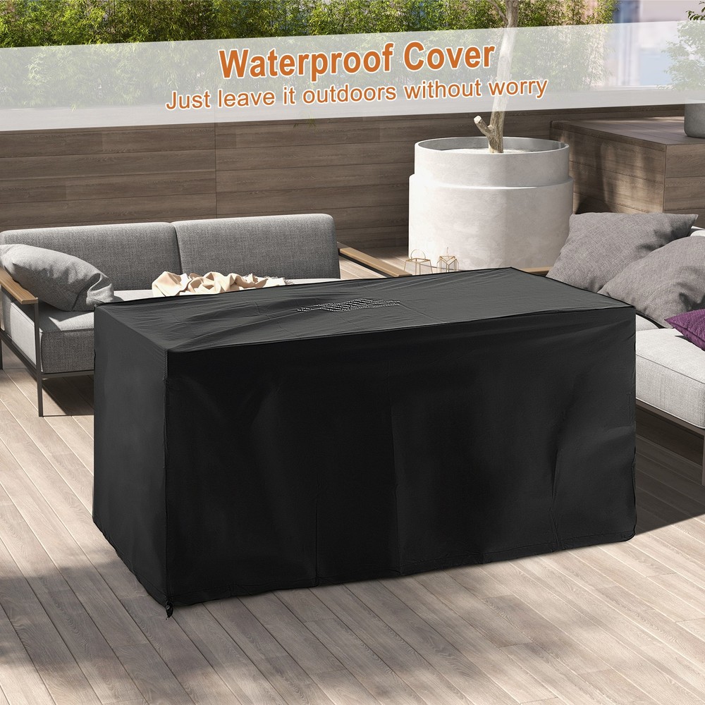 2-in-1 52" Rectangular Wicker Fire Table w/ Cover 50,000 BTU Black