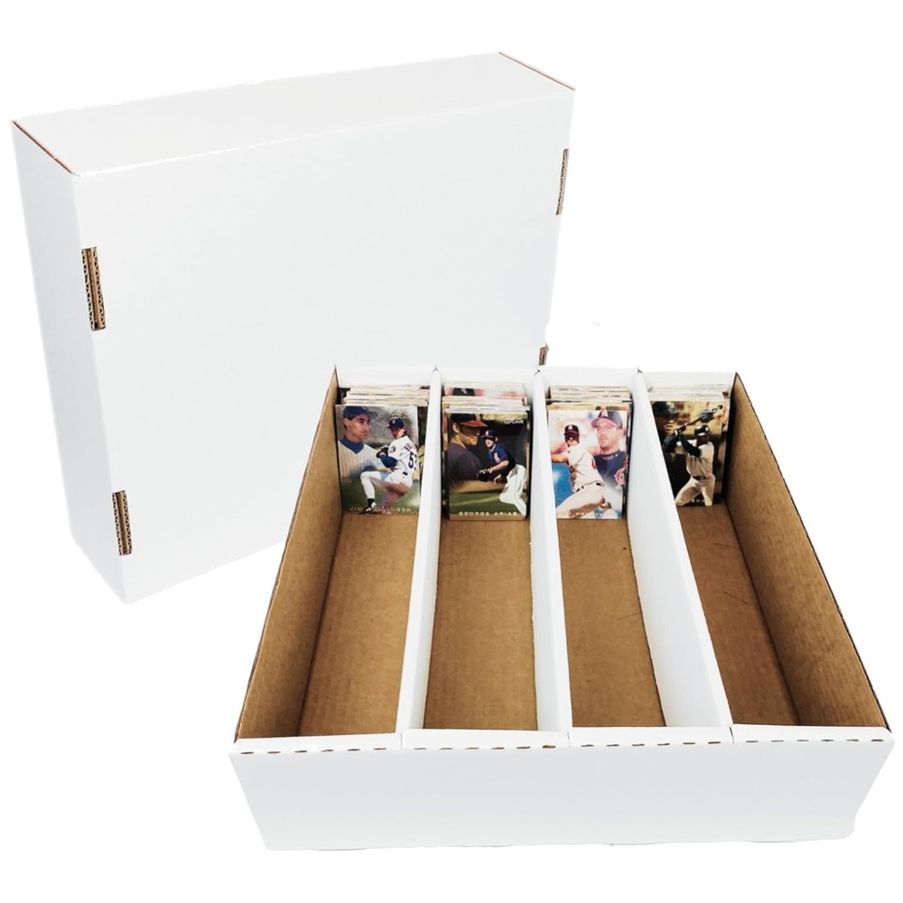 Baseball Card Storage Box - 4 Row Organizer - Protective Lid