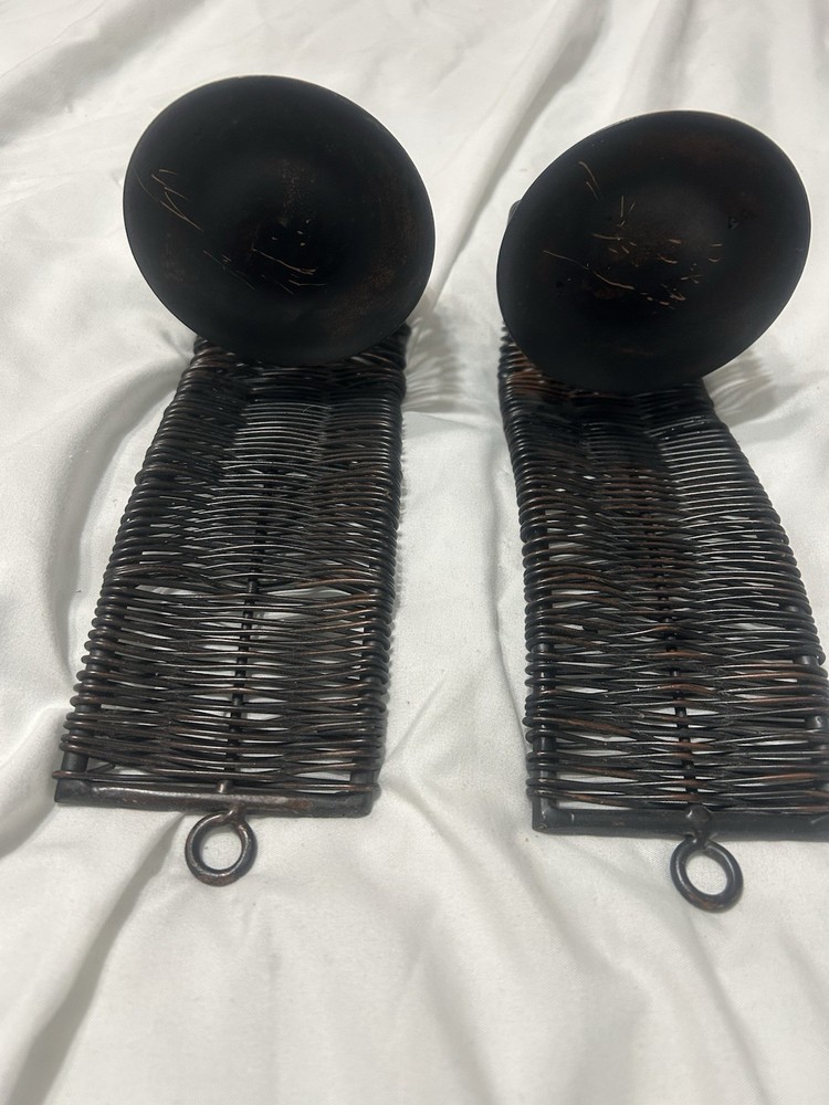 Sconces Weaved Wrought Iron Dark Brown Wall Sconces