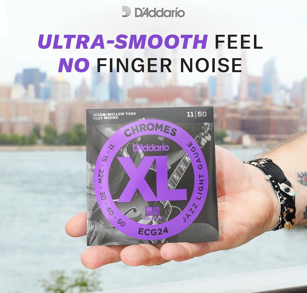 D'Addario Chromes Flat Wound Jazz Light Strings