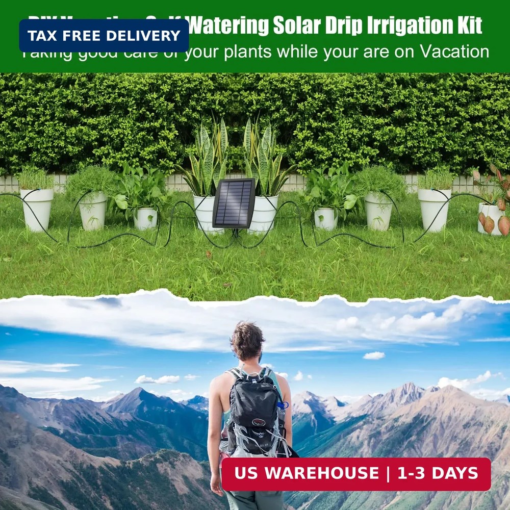 Solar Automatic Drip Irrigation Kit System, JIYANG Solar Powered Auto Easy DIY W