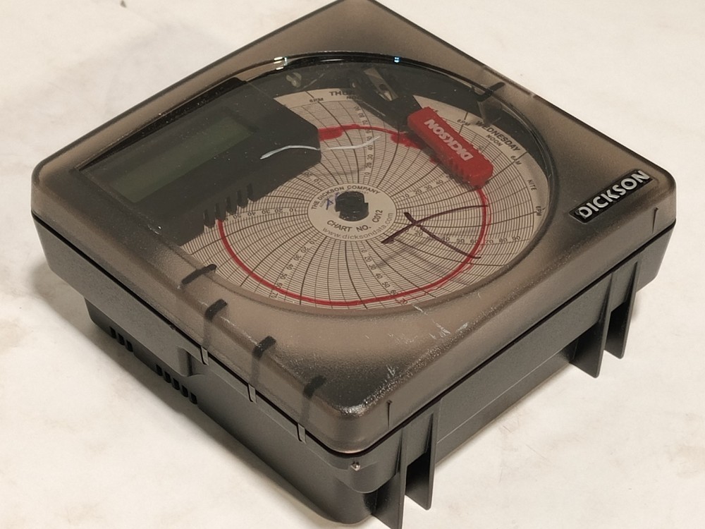 Dickson 4in temperature chart recorders, 7-day, LCD display as shown, untested