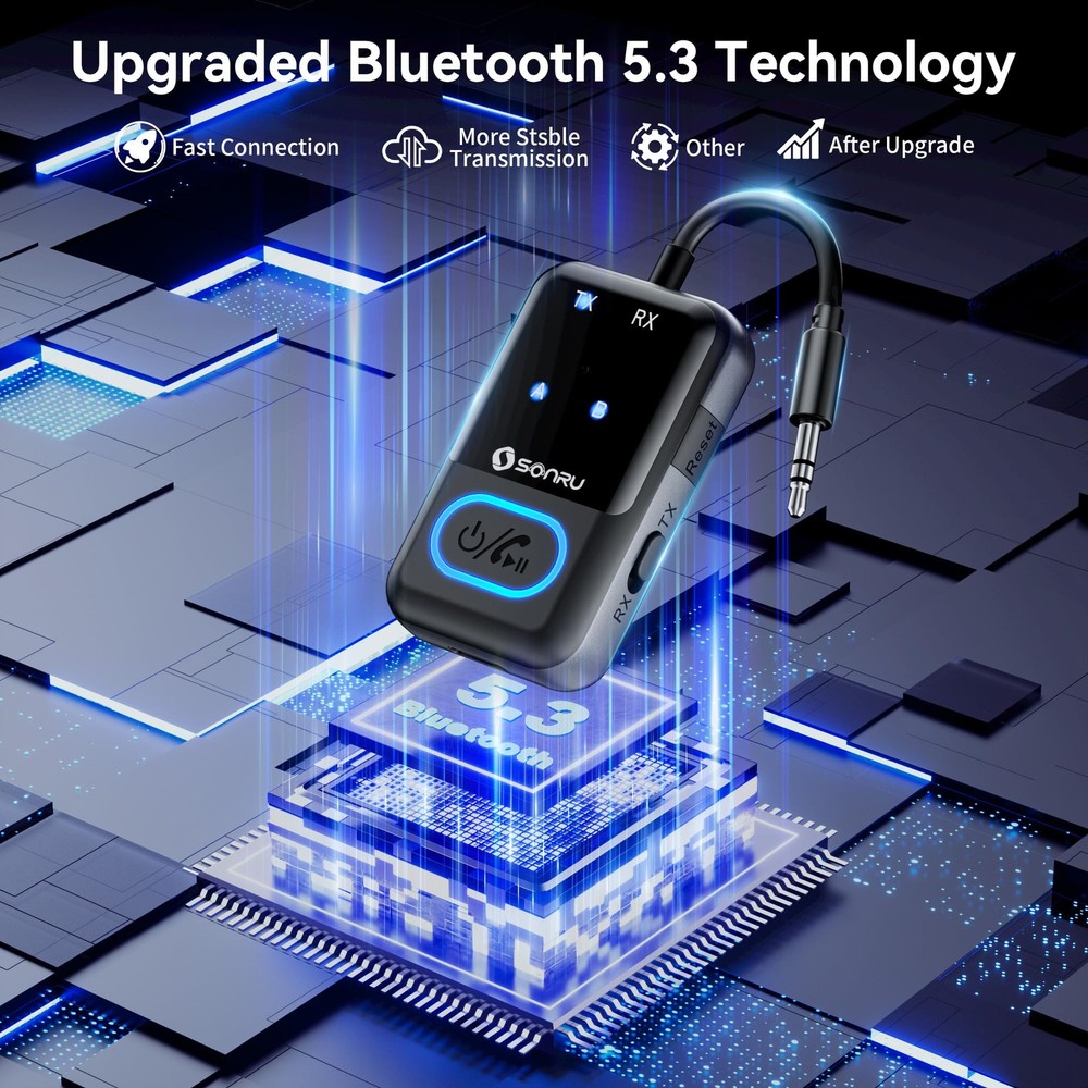 Bluetooth 5.3 Transmitter Adapter for Airplane 2-in-1 Wireless Bluetooth Audi...