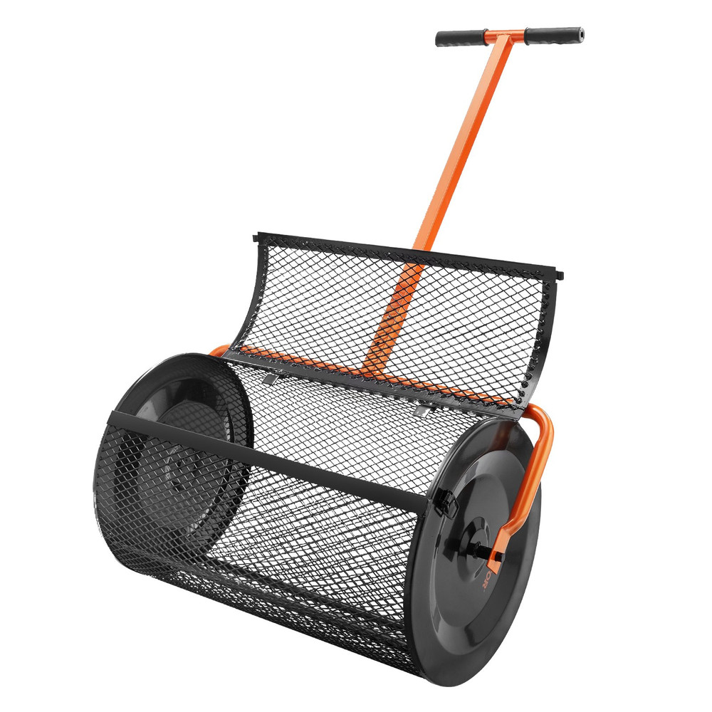 Compost Spreader, 24.4-25.6" Height Adjustable Handle, 24" Wide, Black