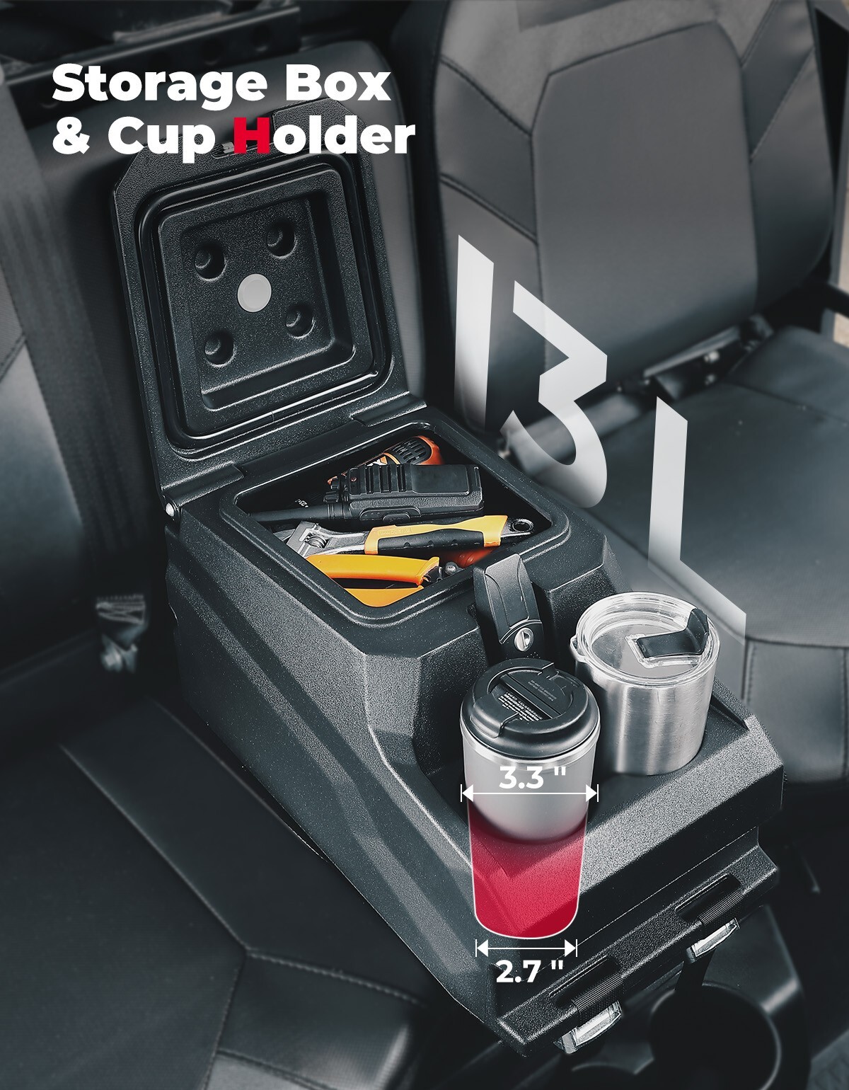 Bench Seat Center Console Armrest Box For Polaris Ranger XP 1000/ Crew 2017-2025